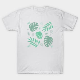 Green Palm Leaves and Tropical Green Monstera Leaves 4 T-Shirt